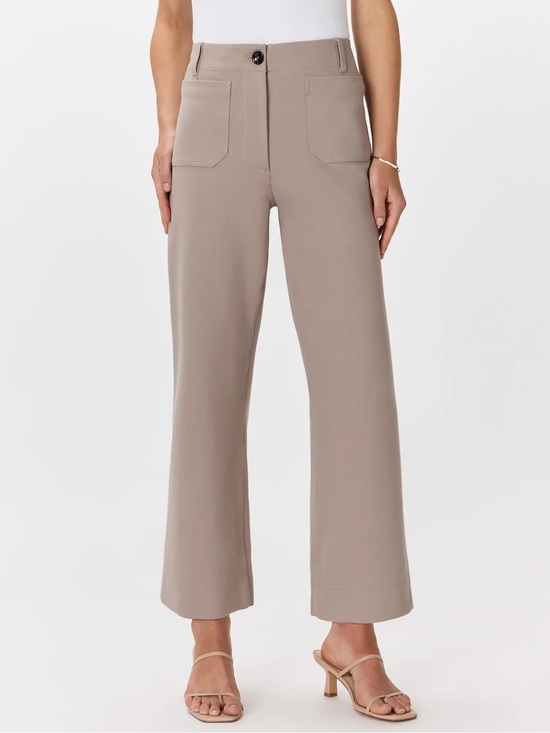 Quince Pants - QUINCE Ultra-Stretch Ponte Cropped Wide Leg Pants Size 10 Morel Grey 8612
